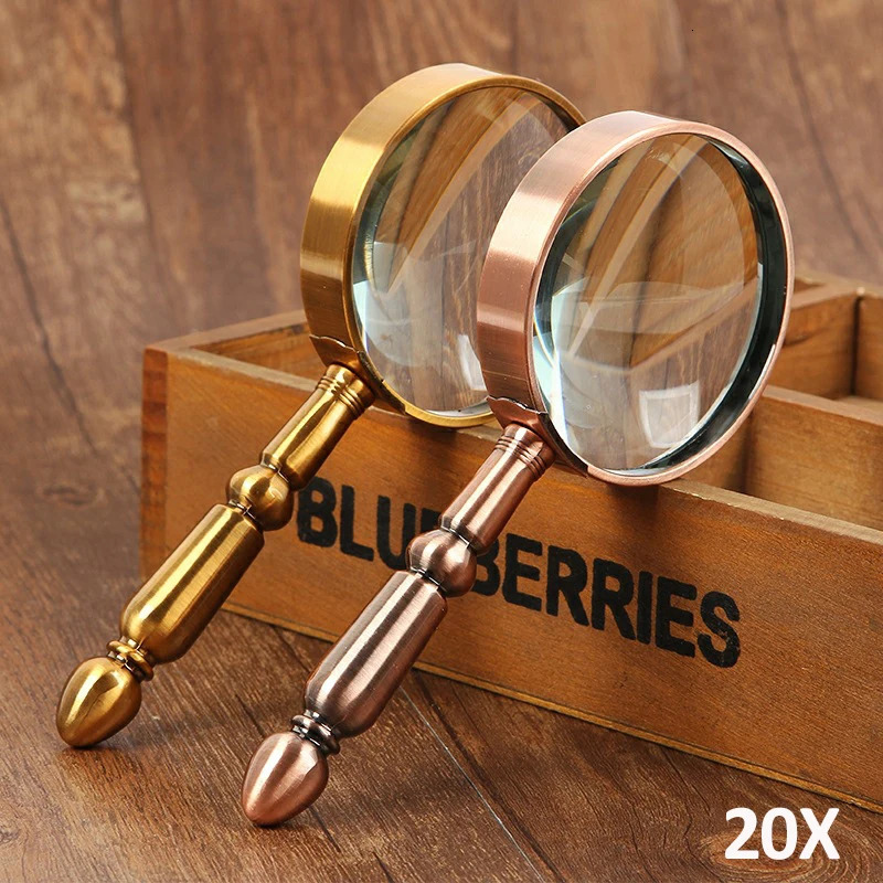 Magnifying Glasses 20X Handheld Retro All-Metal Magnifier Reading Magnifying Glass Portable Jewelry Antique Loupe with High Magnification Power Len 23