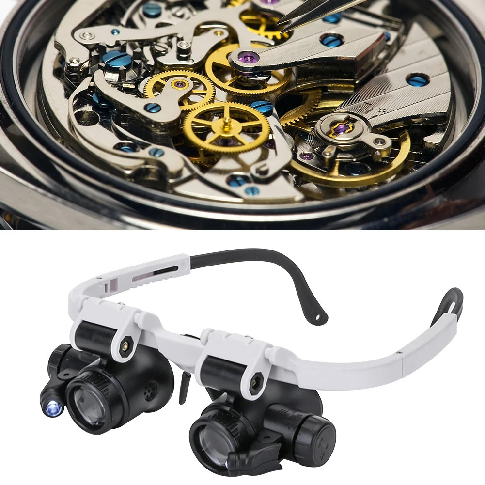 Magnifying Glasses Jeweler Watchmaker With Led Light Magnifying Glass 8X 15X 23X Headband Magnifier Glasses Reading Led Magnifying Glass Glasses 23103