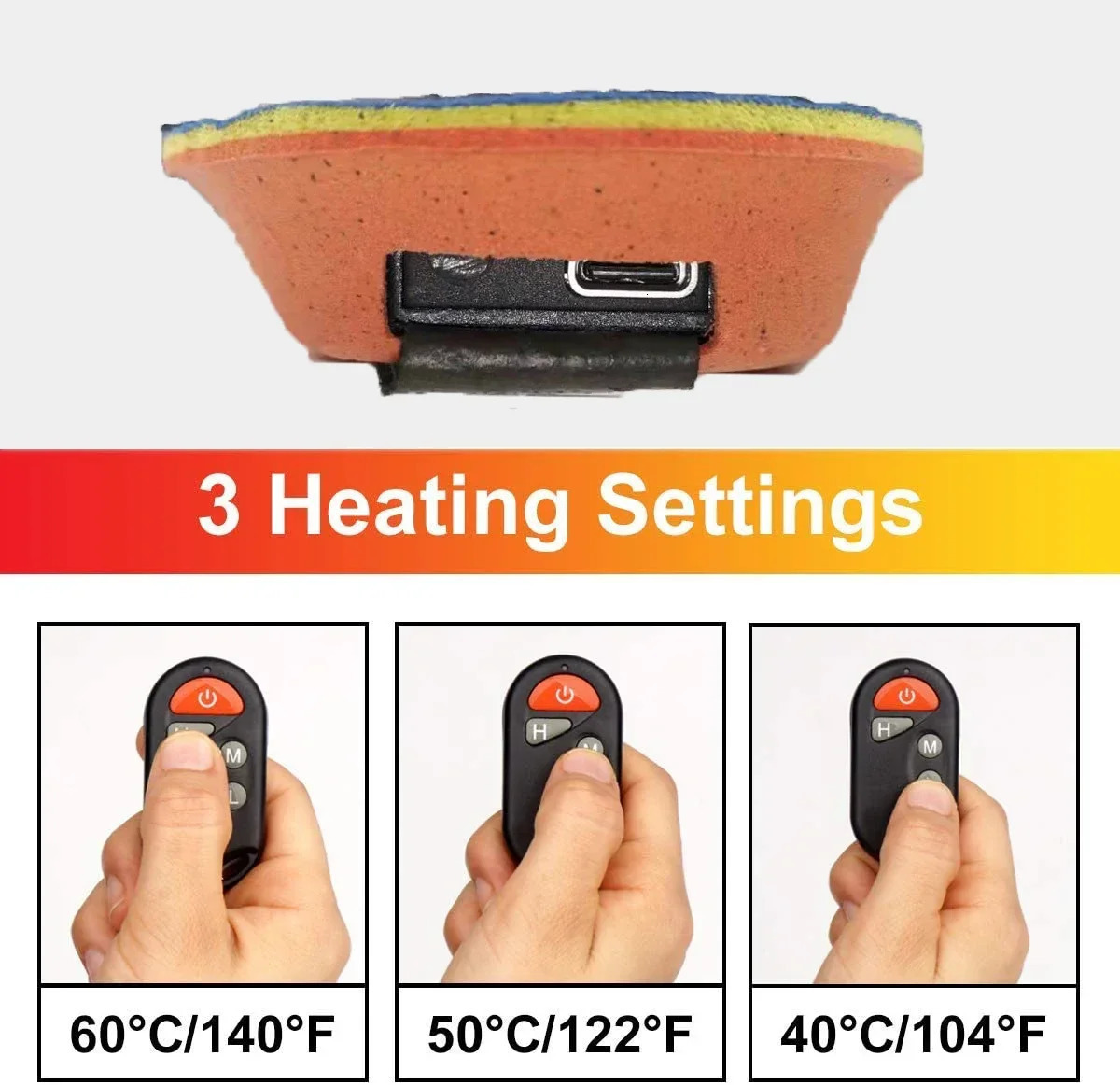 Shoe Parts Accessories 2000mAh Remote Control Heating Insole with Rechargeable Battery Heated Insoles Winter Shoes Pads For Ski Hunting Size-EUR35-46#