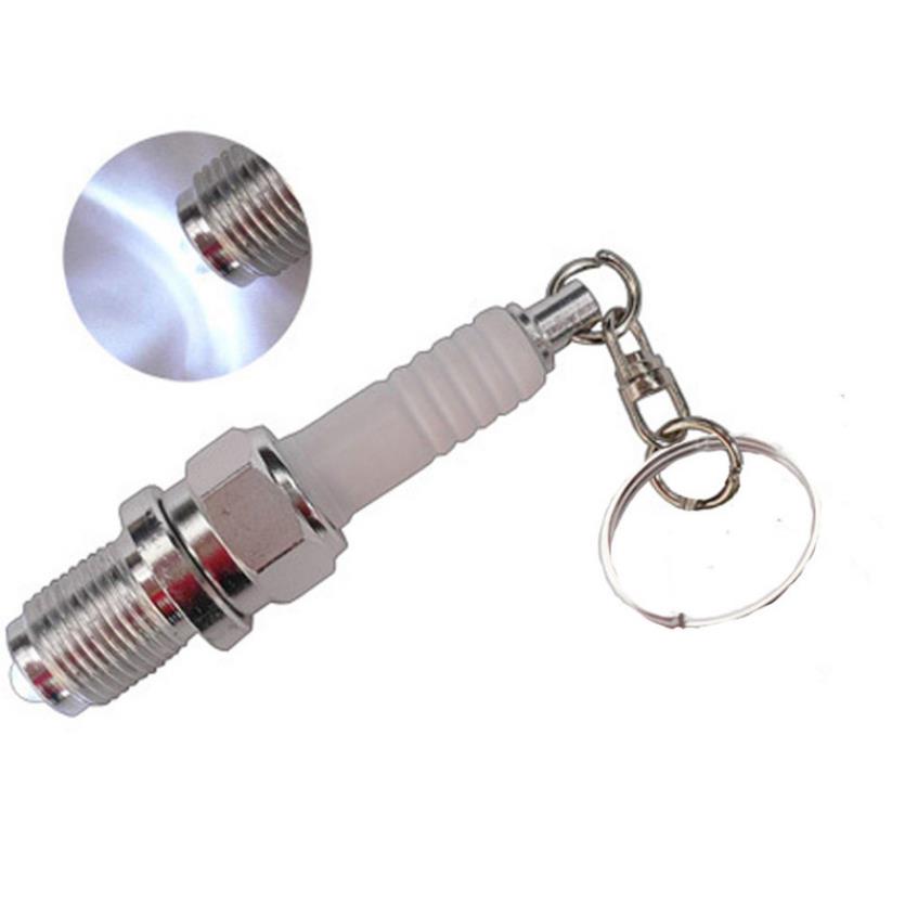 LED Light Sparking Plug Automotive Keyring Spark Car Key Chain