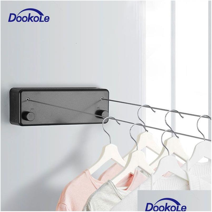Dookole Retractable Clothese, Stainless Steel Double Rope Wall Mount Laundry e, Adjustable and Heavy Duty Indoor/Outdoor Drying Rack