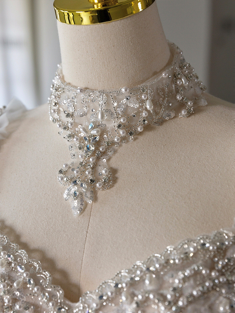 Shiny Sequins Muslim Wedding Dresses Long Sleeves Beading Plus Size pearls bead Arabic Robes De Mariee Sweetheart Appliques Beaded Garden Boho Bridal 