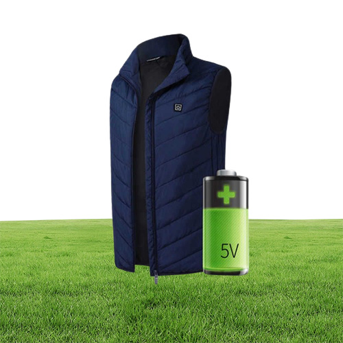 9 Areas Heated Vest Jacket USB Men Winter Electrical Heated Sleevless Jacket Outdoor Fishing Hunting Vest 211019