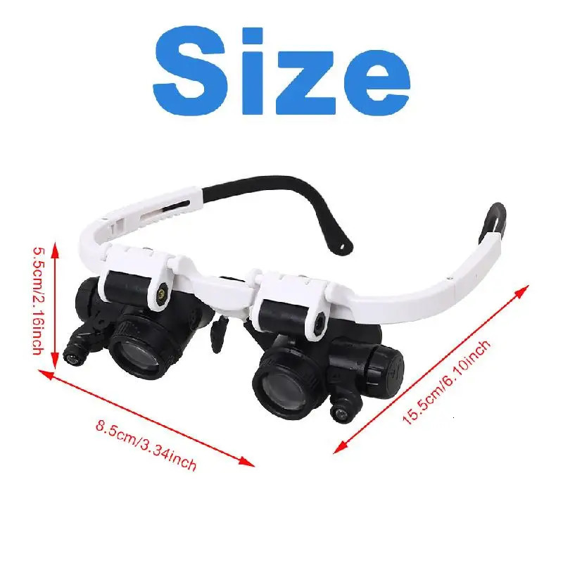 Magnifying Glasses UYANGG Head-Mounted Microscope Telescopic Jeweler Magnifier 8x 15x 23x Magnifying Glass 2 Led Lights Magnifier Loupe Repair Tool 23