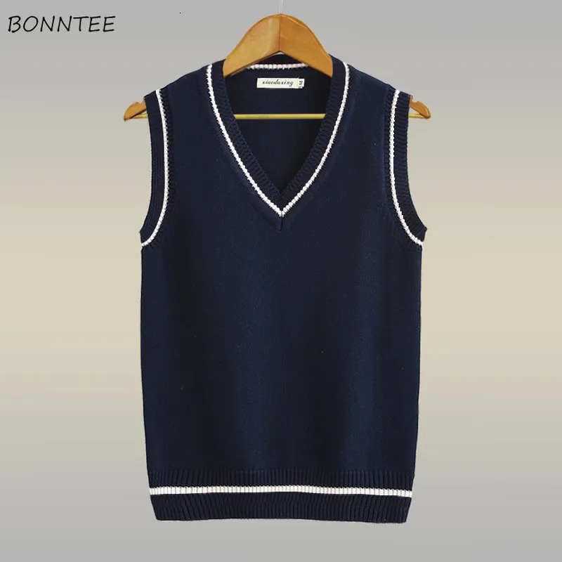 Men's Sweaters Men V-neck Sweater Vest Plus Size S-5XL Sleeveless Jumper Preppy Style Couple Slim Fit Knit Tops Autumn Classic Korean All-match 2
