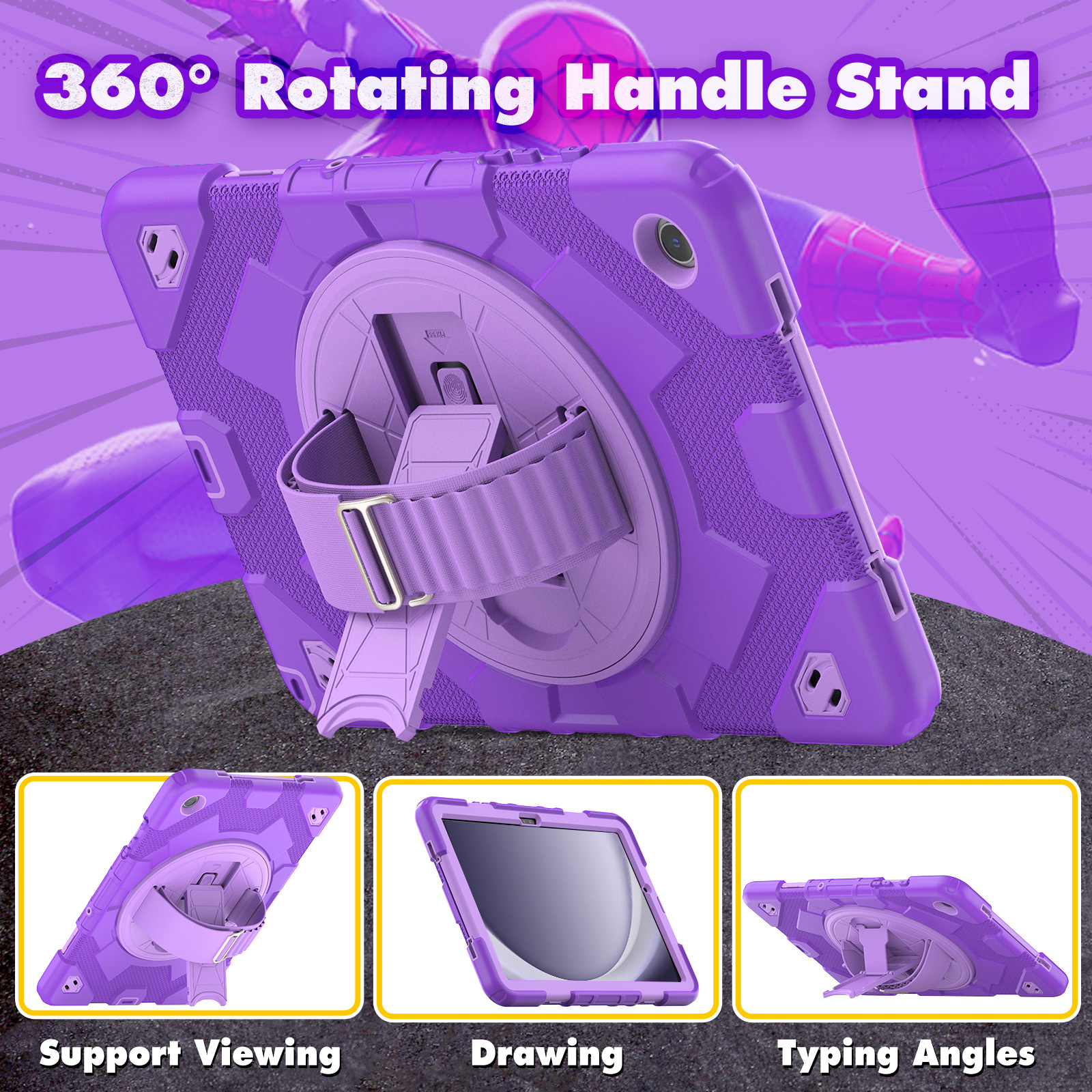 For Samsung Galaxy Tab A9 Plus 11 inch kids Shockproof Case Hybrid Armor Protective Tablet Cover 360 Rotating Stand Strap Cases with S Pen Holder SM-X