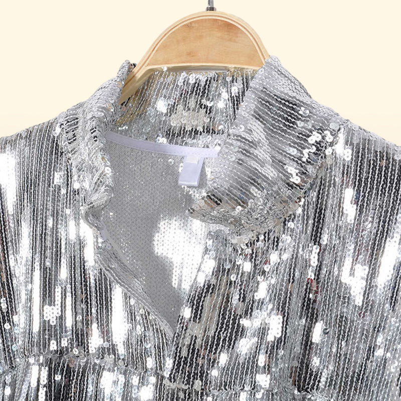 Women039s Tassel Sequin Jacket Autumn Winter Streewear Rock BF Retro Longsleeved Silver Reflective Women Outwear Tops 210914