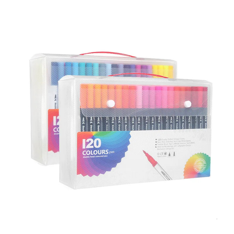 Markers 120/100/80/60/48 Colors Watercolor Art Markers Set Brush Pen Dual Tip Fineliner Drawing for Calligraphy Painting Art Supplies 231030