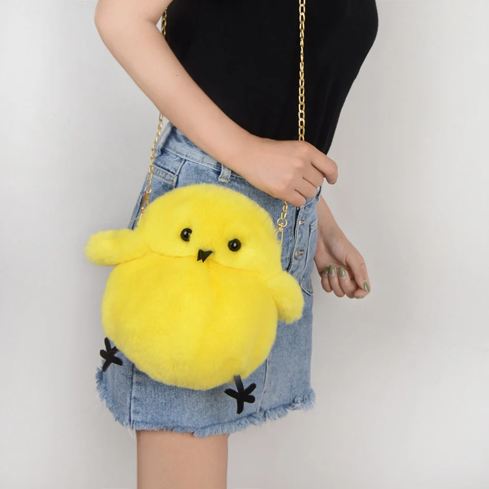 Evening Bags Fashion Faux Fur Shoulder Bag for Women Winter Soft Plush Cute Chicken Crossbody Messenger Bag Party Cartoon Student Girls Gift 231030
