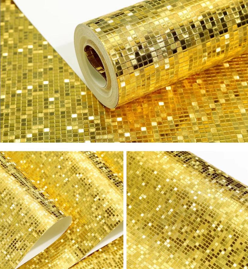 Gold 3D wallpaper personality simple restaurant clothing haircut wallpaper waterproof roll wallpapers
