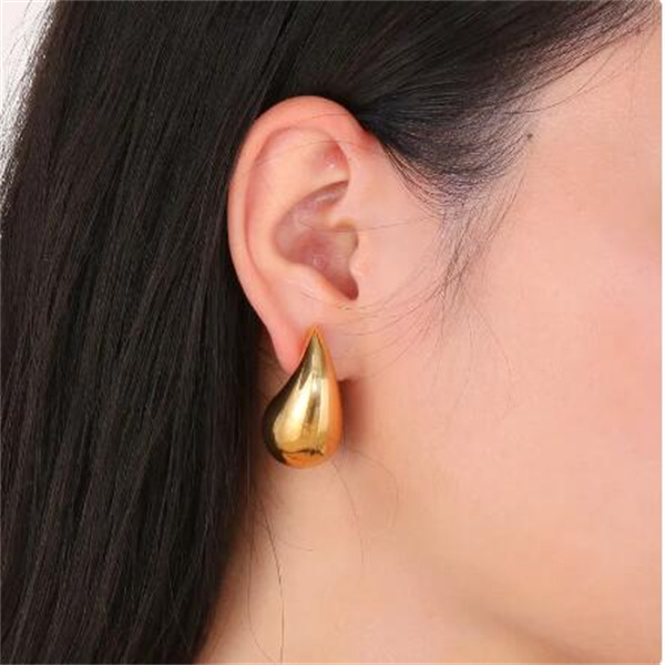 Vintage Gold Color Plated Chunky Dome Drop Earrings for Women Glossy Stainless Steel Thick Teardrop Earring Jewelry GC2427