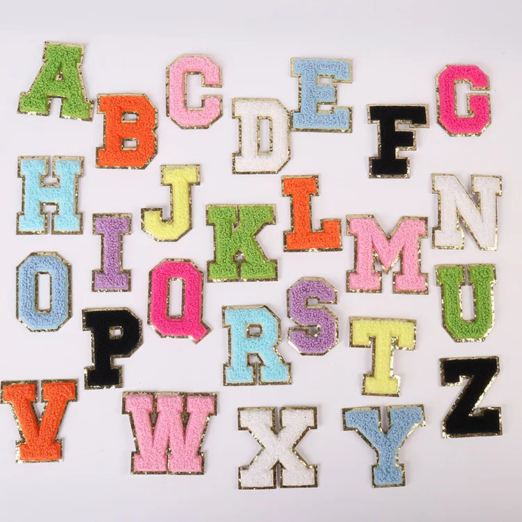 Bag Parts Accessories 5.5 cmA-Z Felting Sticker Pink Towel English letter Patches for Clothes Embroidery Appliques Clothing name Diy Craft Accessories