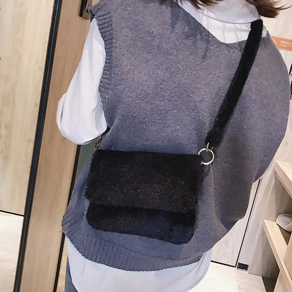 Evening Bags Women Winter Faux Fur Shoulder Bag Winter Soft Plush Leopard Print Ladies Hand Bags Fashion Party Female Handbag Torebka Damska 231030