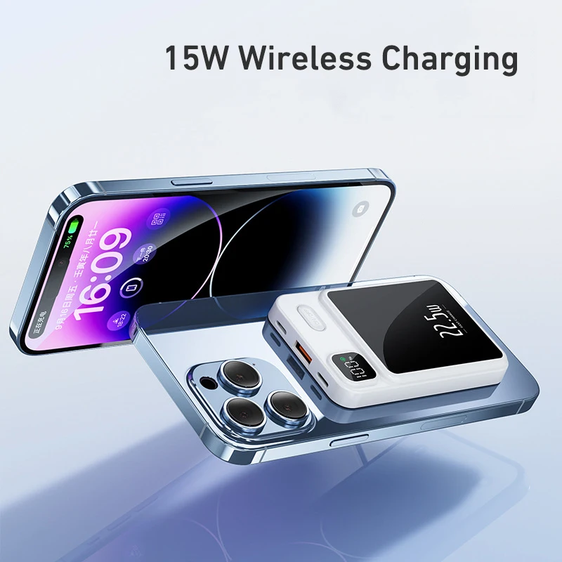 Magnetic Power Bank 10000mAh PD 22.5W Fast Charging Poverbank for Samsung Xiaomi Huawei iPhone 14 15W Wireless Charger Powerbank