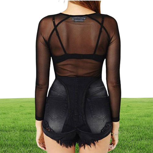 Womens TShirt Seethrough Sheer Mesh Long Sleeve Tee Top Club wear Perspective Pullover Black Sexy Girl Clothing6493104