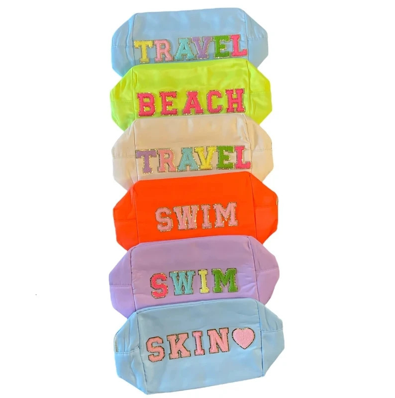 Bag Parts Accessories 5.5CM Felting stick on Large Pink Towel English letter Patches for Clothes Embroidery Appliques Clothing name Diy Accessories 23