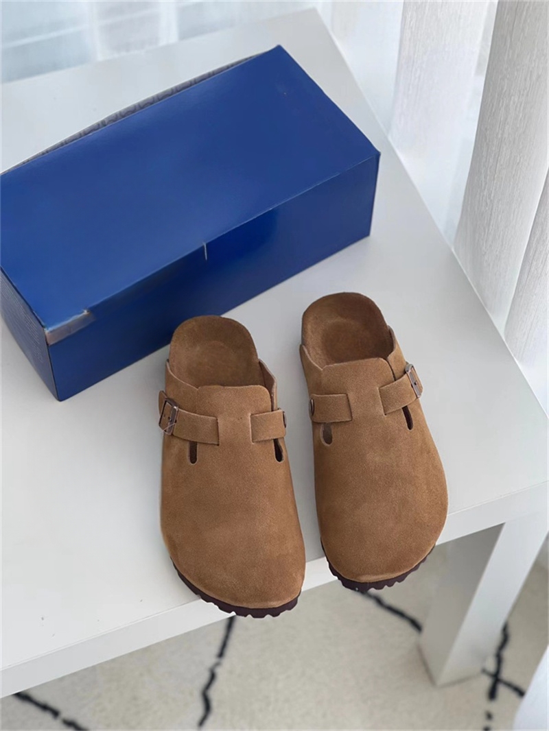 Real leather boot head pull cork slippers female male summer anti-skid lazy shoes lovers beach Scuffs XX00