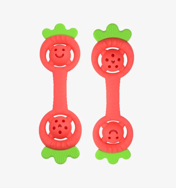 Silicone Baby Teether Chewable Teething Toy Strawberry Rattle Oral Motor Toy BPA Free Food Grade Newborn Boy Girl Sensory Products