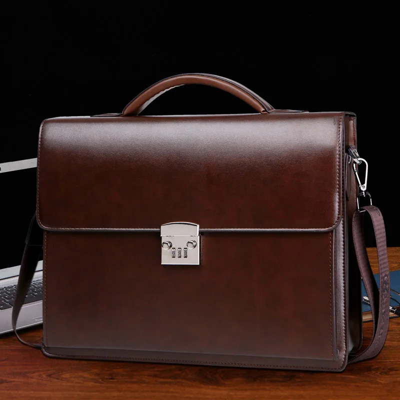 Briefcases Male Password Lock Briefcase Diagonal Package PU Leather Laptop Business Bag Men Shoulder Messenger Handbags Maleta 231030