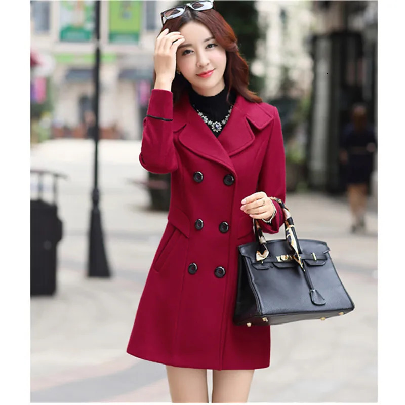 Women's Wool Blends UHYTGF Coat Woman Autumn Winter Wool Coats For Women Overcoat Double-breasted Woolen Jackets For Women Outerwear M-3XL 124 23