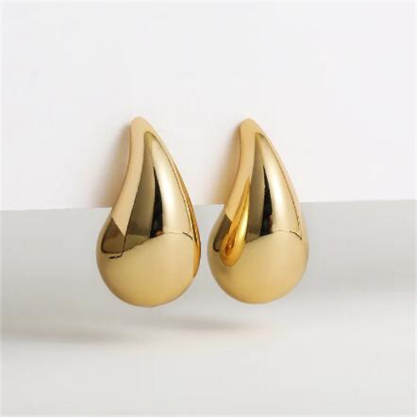 Vintage Gold Color Plated Chunky Dome Drop Earrings for Women Glossy Stainless Steel Thick Teardrop Earring Jewelry GC2427