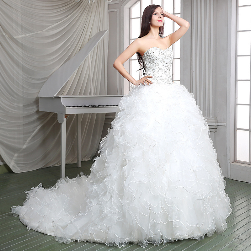 Princess White A Line Dresses Bridal Puffy Tiered Tulle Skirt Sleeveless Long plus size Bride Dress new Custom Made Wedding Party Gowns vestido de nov