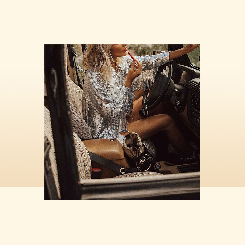 Women039s Tassel Sequin Jacket Autumn Winter Streewear Rock BF Retro Longsleeved Silver Reflective Women Outwear Tops 210914