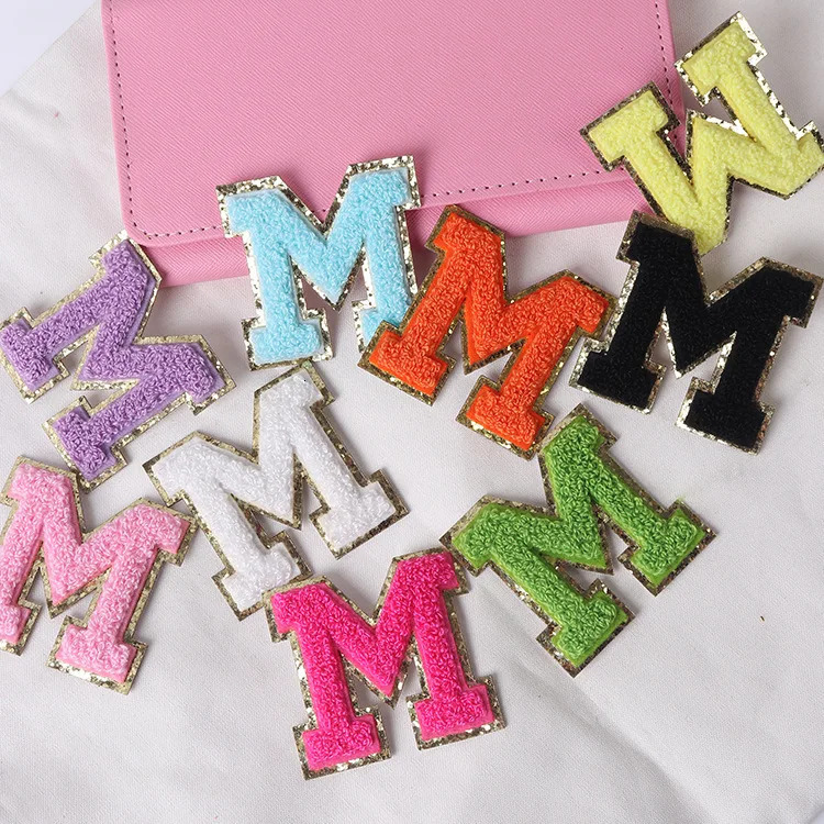 Bag Parts Accessories 5.5 cmA-Z Felting Sticker Pink Towel English letter Patches for Clothes Embroidery Appliques Clothing name Diy Craft Accessories