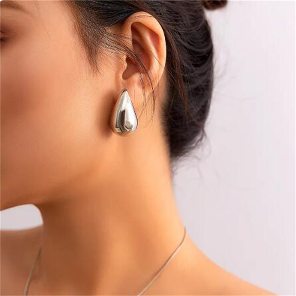 Vintage Gold Color Plated Chunky Dome Drop Earrings for Women Glossy Stainless Steel Thick Teardrop Earring Jewelry GC2427