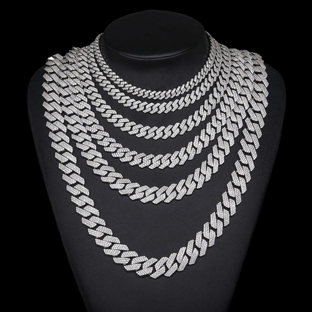 designer mosonite high quality Unisex moissanite cuban necklace 16mm 18mm 20mm sier for men hip hop jewelry chain bracelet