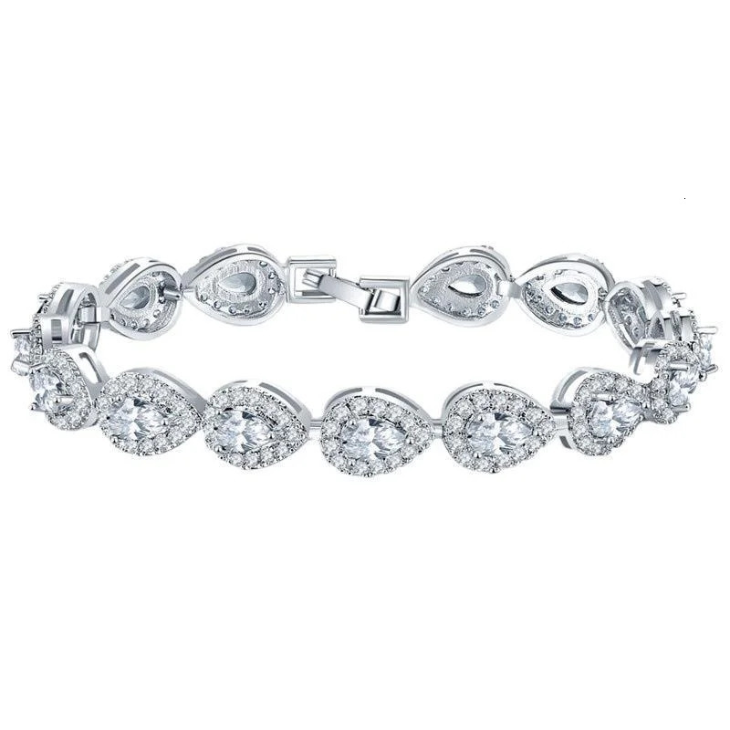 Chain Trendy Lovers Lab Diamond Bangle Bracelet 14K White Gold Engagement Wedding Bracelets For Women Bridal Tennis Party Jewelry Gift 231027