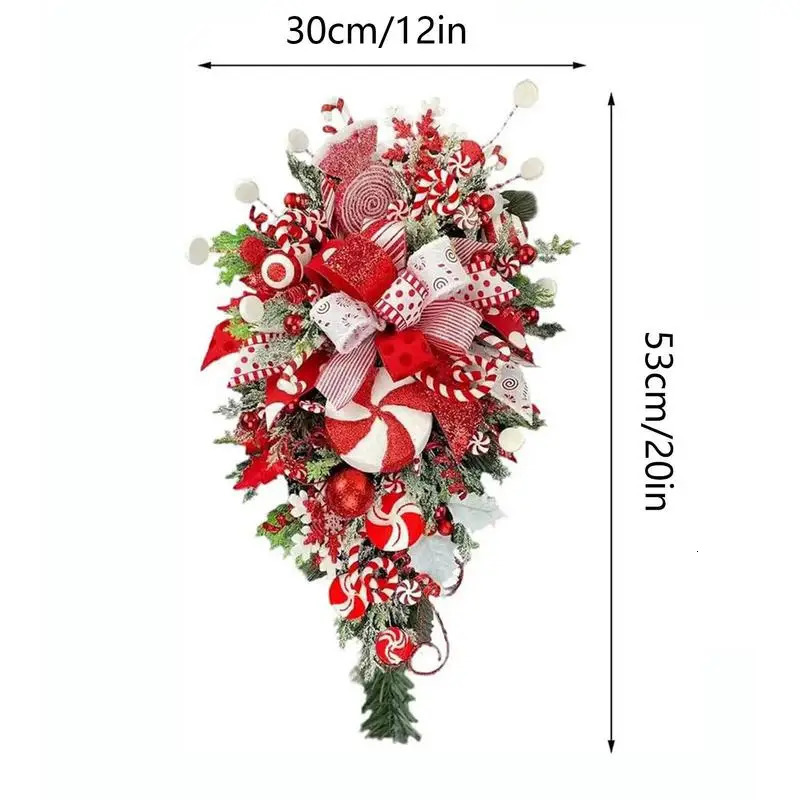 Christmas Decorations Wreaths Candy Upside Down Hanging Ornaments Decorative Swag with for front door Outdoor Home Garden Decor 231030