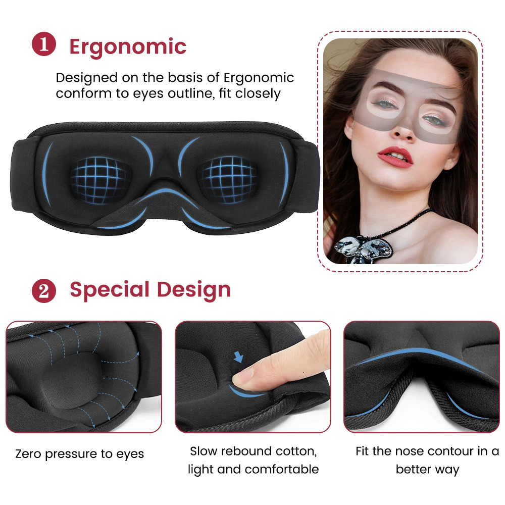 Sleep Masks 3D Sleeping Mask Block Out Light Sleep Mask For Eyes Soft Sleeping Aid Eye Mask for Travel Eyeshade Night Breathable Slaapmasker 231030