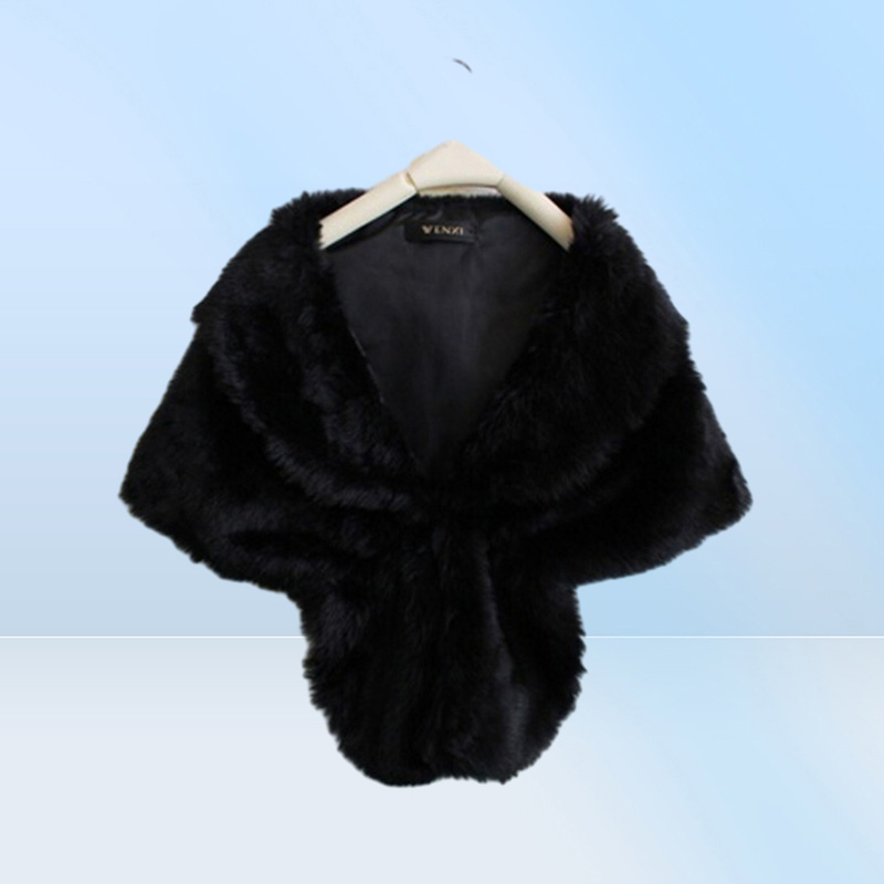 Women Lady Bolero Shrug Cape Black White Brown Stylish Plush Faux Fur Shawl Wrap Bridal Wedding Jacket Gilet Stole Waistcoat665755