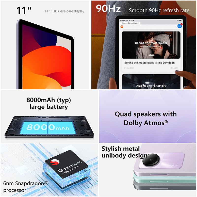 Global Version Xiaomi Redmi Pad SE tablet 11 Inches FHD 90Hz Display Snapdragon 680 Mobile Platform 8000mAh Battery