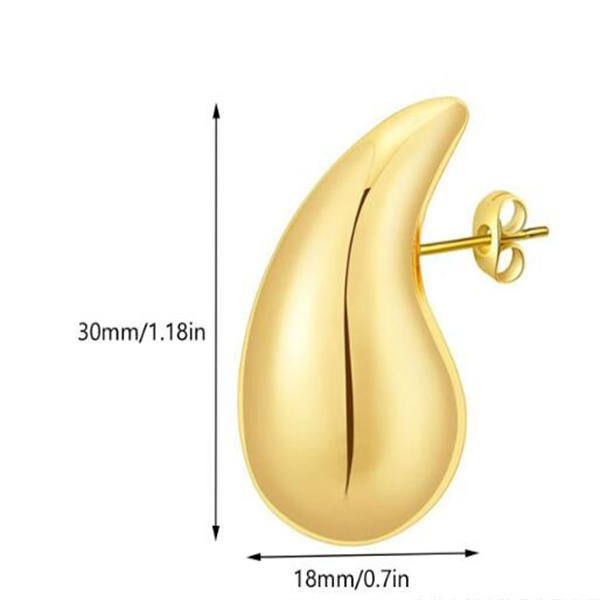 Vintage Gold Color Plated Chunky Dome Drop Earrings for Women Glossy Stainless Steel Thick Teardrop Earring Jewelry GC2427