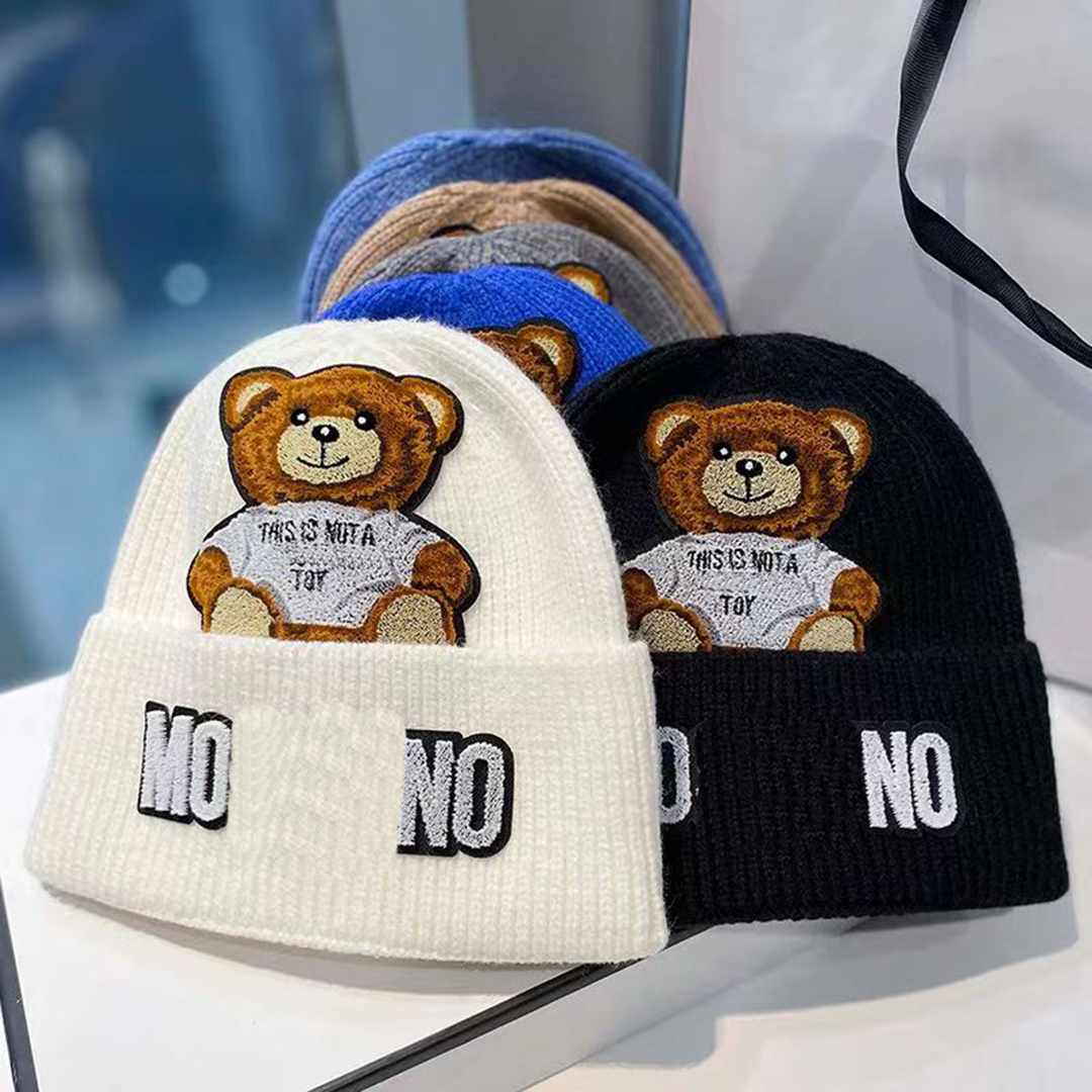 bonnet brute strength bear designer Beanie solid color fashion leisure prevalent versatile beanie warm letter hat