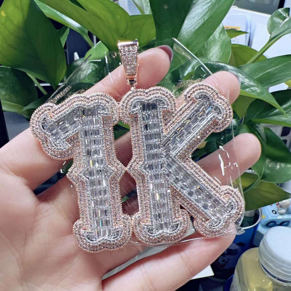 Icy Letter Charm Pendant Real Gold Plated Women Hip Hop Jewelry Iced Out DIY Private Custom Name Moissanite Dia NecklaceCustom alphanumeric
