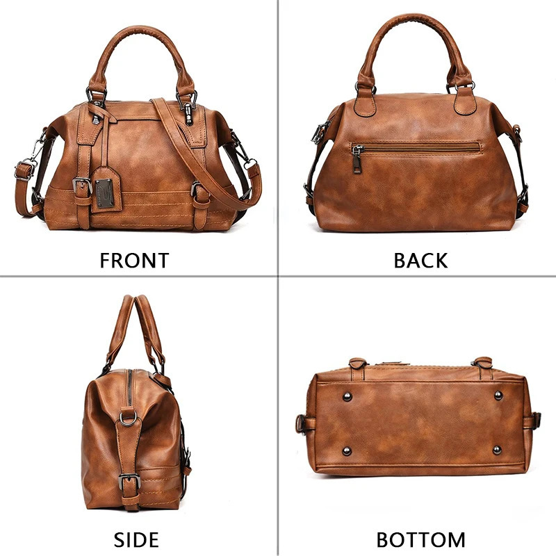 Bags Women's Vintage Shoulder Bag PU Leather New Travel Purse Fashion Handbags for Work Casual Shopping with Removable Strap 231031