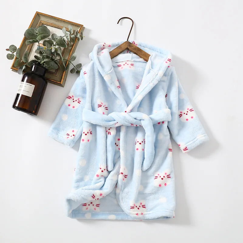 Pajamas Autumn And Winter Girls Robes Baby Girls Sleepwear Bathrobe Girl Princess Robes Kids Hooded Homewear Cartoon Child Pajamas 231031