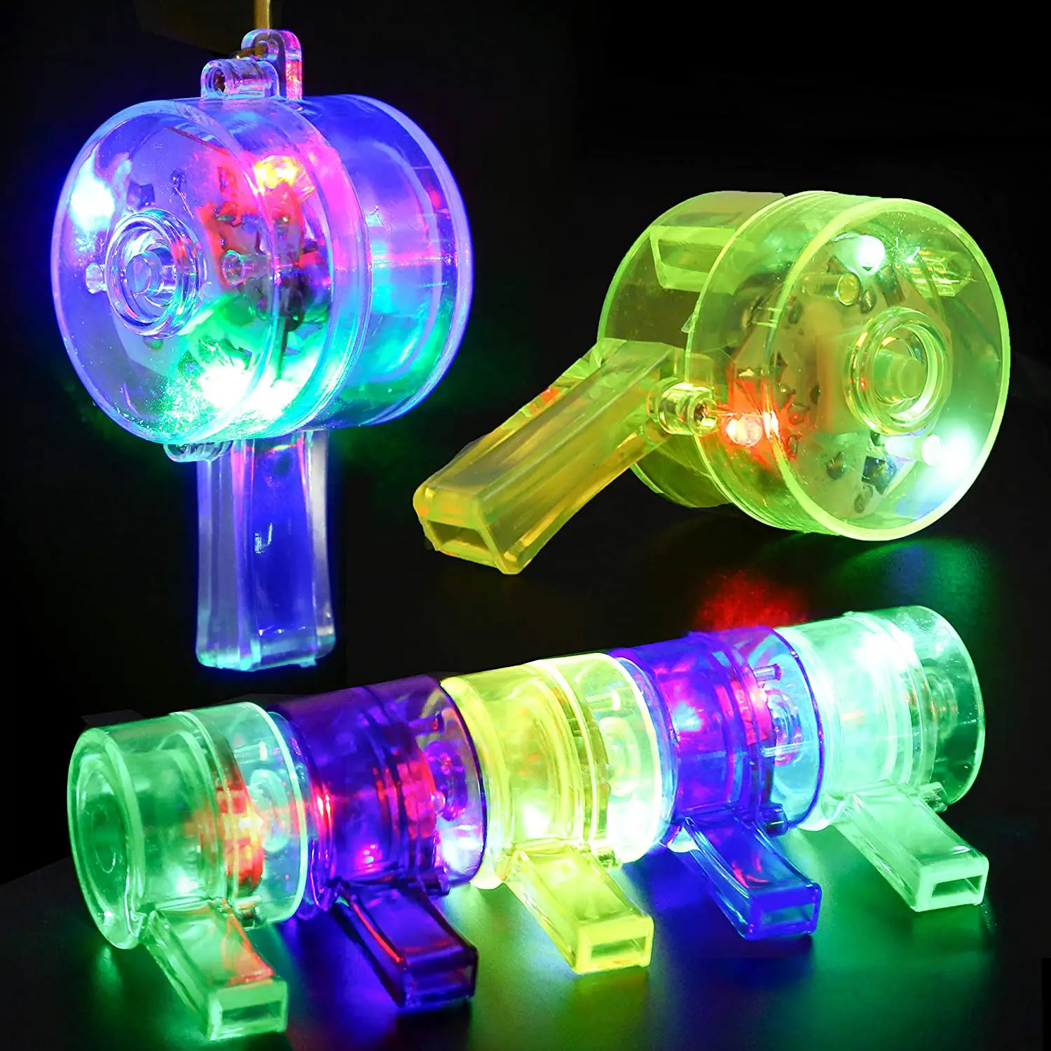 Led Rave Toy 18pcs LED Light Up Whistle Glow Luminous Whistles Toys Bulk Pendant Glow In The Dark Favors Birthday Party Necklace Kids Gifts 231030
