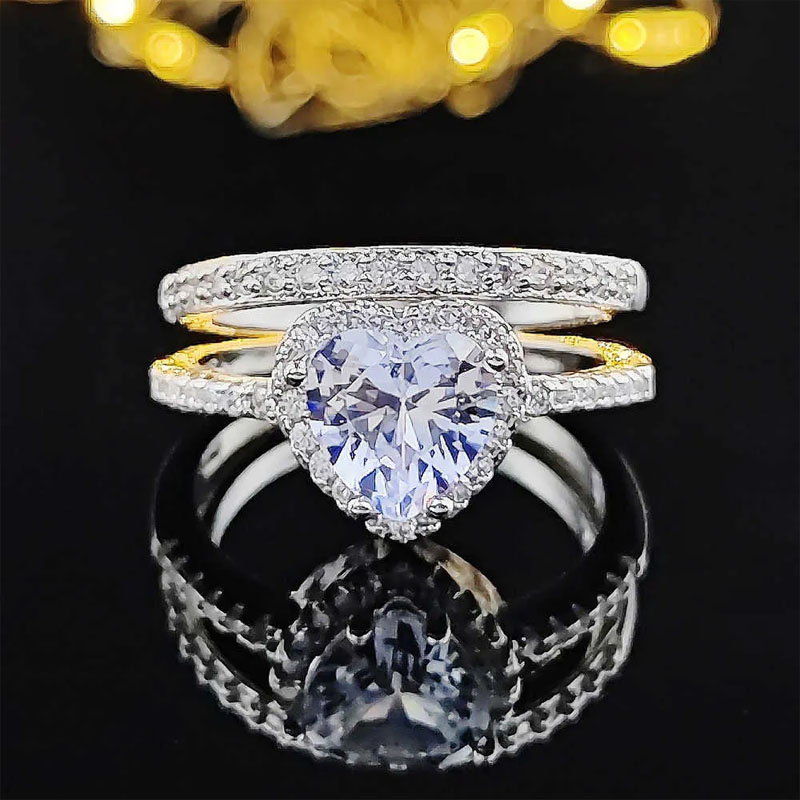 Band 2023 New Sterg Sier Big Wedding Rings Set for Bridal Women Engagement Finger Party Gift Designer Jewelry J230517