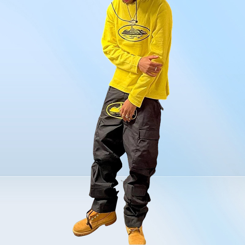 Men039s Pants Cargo Mens Streetwear Hip Hop Printed Casual Trousers Military Retro Multipockets Straight Loose Overalls Couple