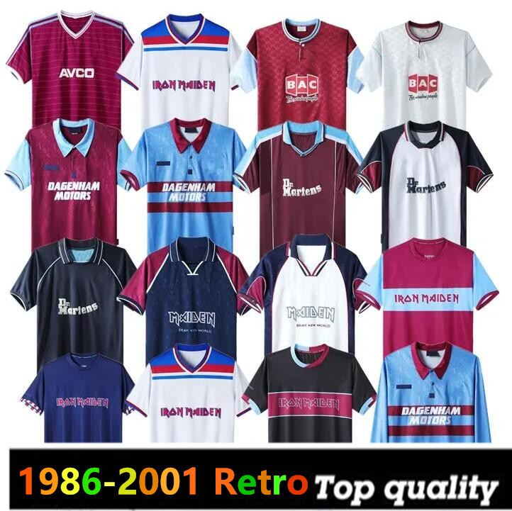 1986 89 Ham retro soccer jerseys Iron Maiden 1990 95 97 DI CANIO KANOUTE LAMPARD 1999 2001 2008 2010 2011 Football Shirts Men Uniforms