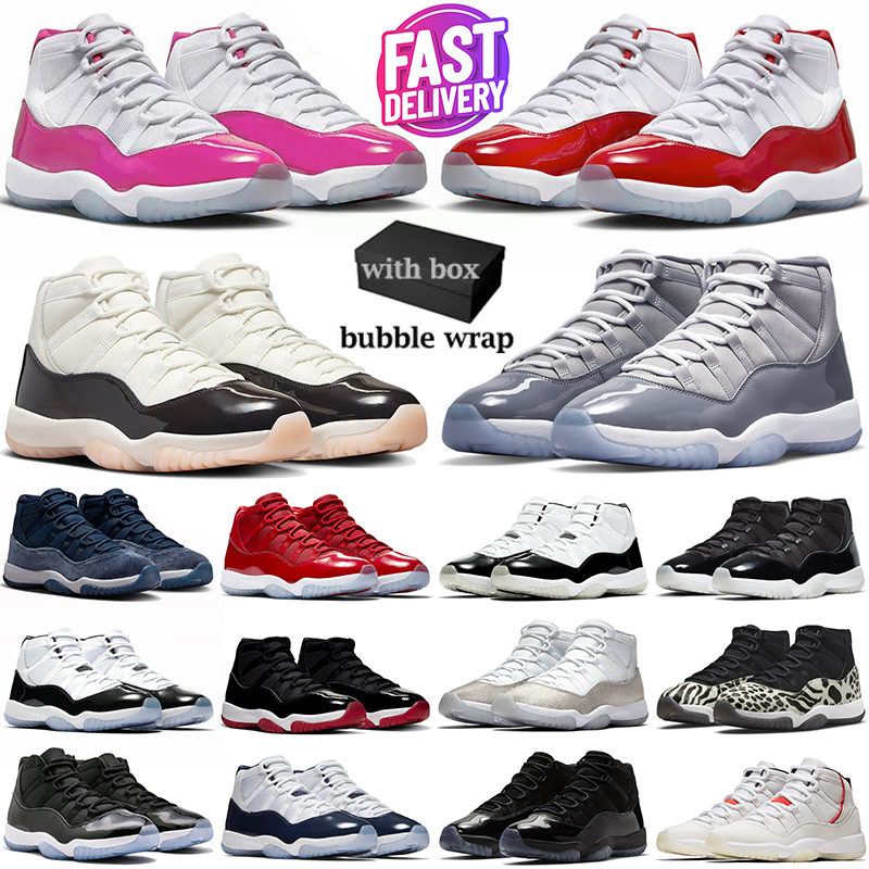 With box 11 basketball shoes for men women jumpman 11s sneakers Cherry Cool Grey Cement Pink Gamma Blue Neapolitan Midnight Navy mens womnes outdoor sports trainers