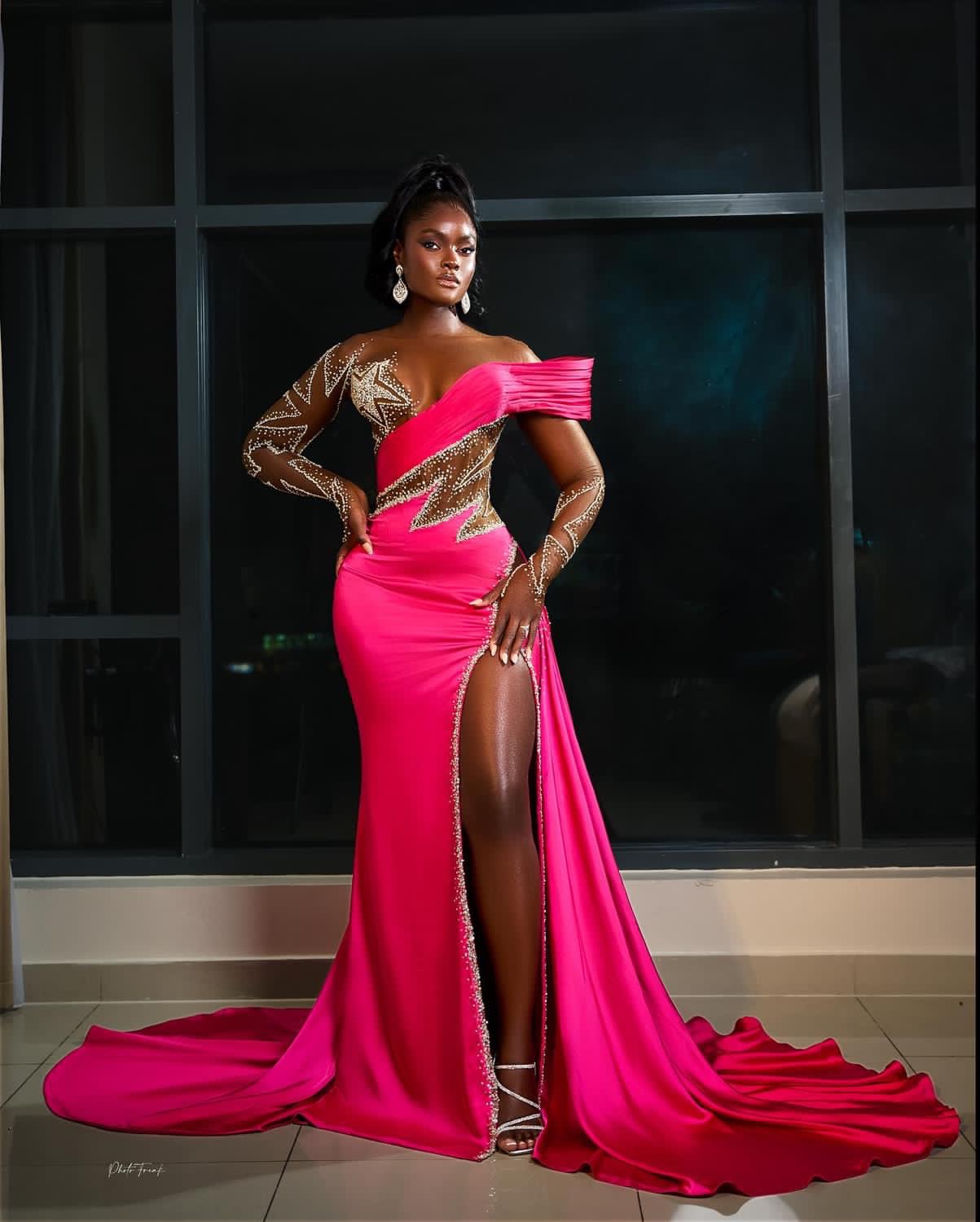 2023 Oct Aso Ebi Arabic Fuchsia Mermaid Prom Dress Beaded Crystals Evening Formal Party Second Reception Birthday Engagement Gowns Dresses Robe De Soi