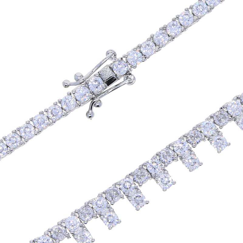 3mm Round Zircon Tennis Chain Choker Necklace Drop Charm Hip Hop Women Men Full Paved 5A Cubic Zirconia Christmas Valentine Gift Jewelry