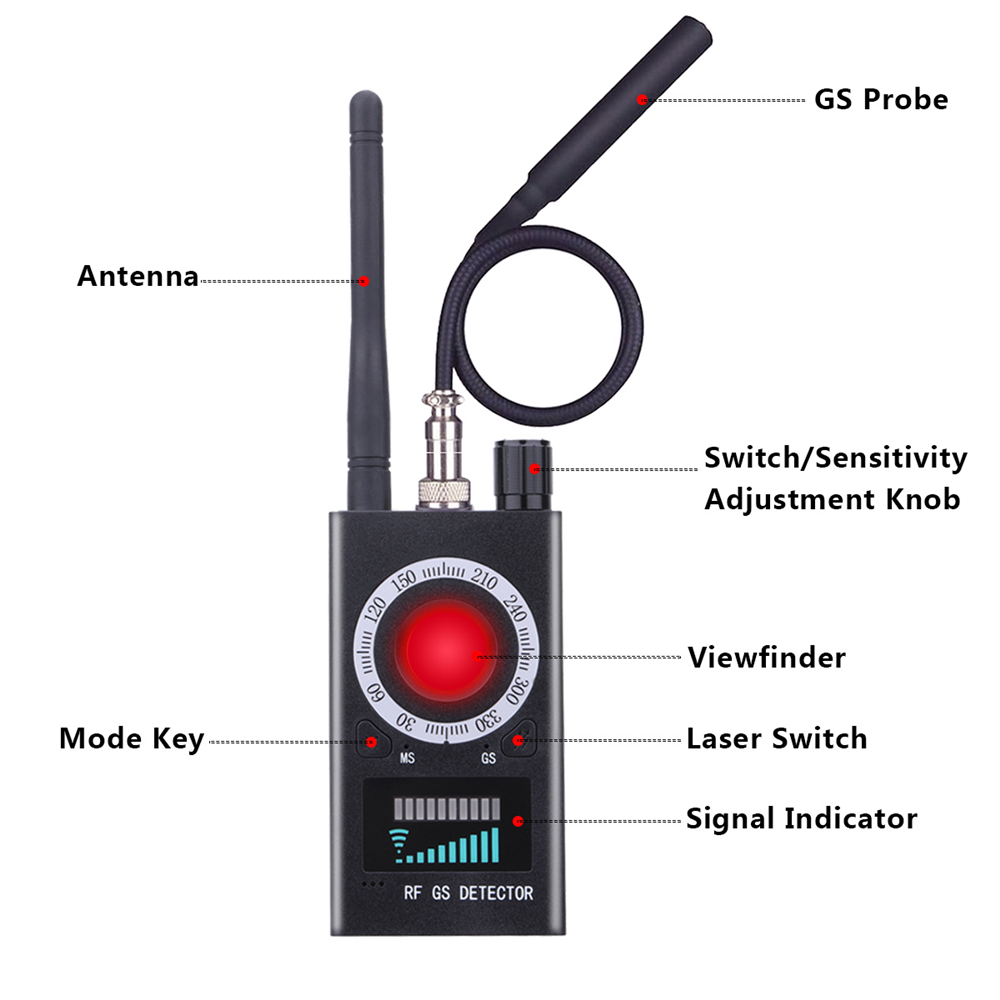 K18 Multi-function Anti-Candid Cam Wireless Lens Device Finder 1MHz-6.5GHz GSM Audio Bug Finder GPS Signal RF Tracker Detect