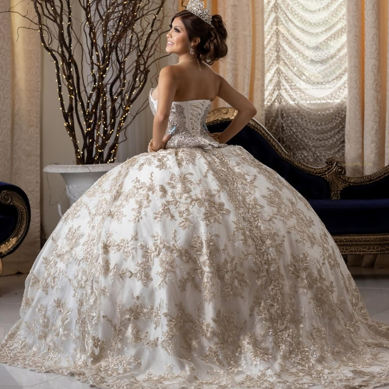 Sexy Sweetheart Off The Shoulder Quinceanera Dresses Princess Prom Gown Applique Beads Tulle Lace Up Sweet 15 Dress Balll Gwon