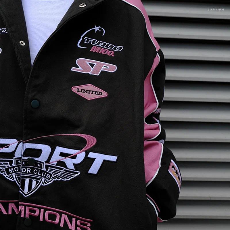 Women's Jackets Trench Baseball Pink Jacket Varsity Y2K Streetwear Winter Women Clothes Long Racer Patchwork Letterman Coats